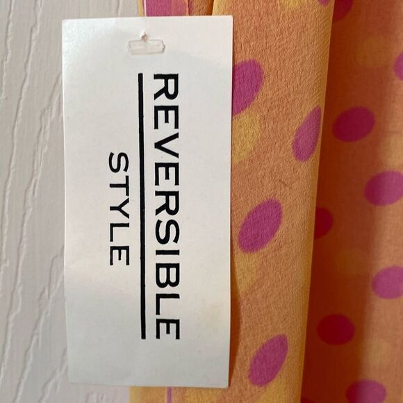 YELLOW-ORANGE-PINK CREPE POLKA DOT REVERSIBLE DRESS SIZE XL BY SILHOUETTES NWT - Picture 6 of 8